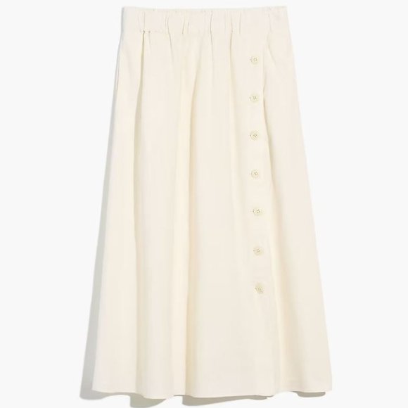 Madewell Dresses & Skirts - NEW Madewell Linen Blend Side Button Midi Skirt, Ivory Flowy Skirt, Women's XXL